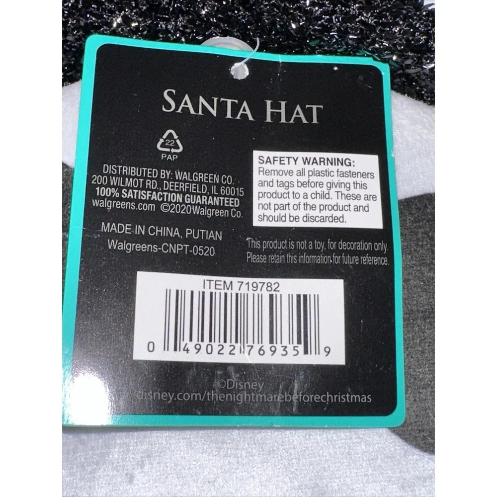 Disney Nightmare Before Christmas Jack Skellington Santa Hat Walgreens Exclusive
